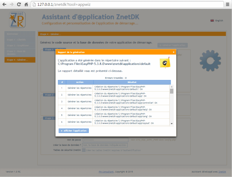 ZnetDK App Wizard report